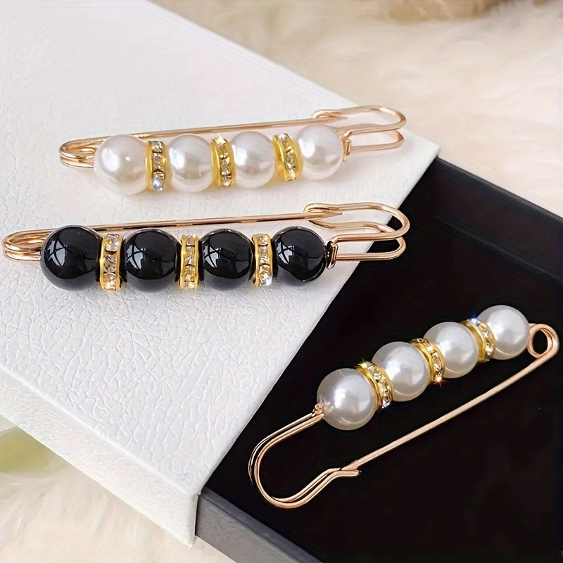 Adjustable anti-light buckle fixed clothes brooch waistband skirt clips featuring faux pearls for an elegant look. Available in 10 or 20 pieces.