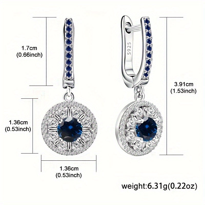 Stunning Drop Earrings Made of 925 Sterling Silver with Blue Cubic Zirconia - Hypoallergenic, Plated in 18K Gold, Great for Sensitive Ears - Perfect Gift for Birthdays or Holidays