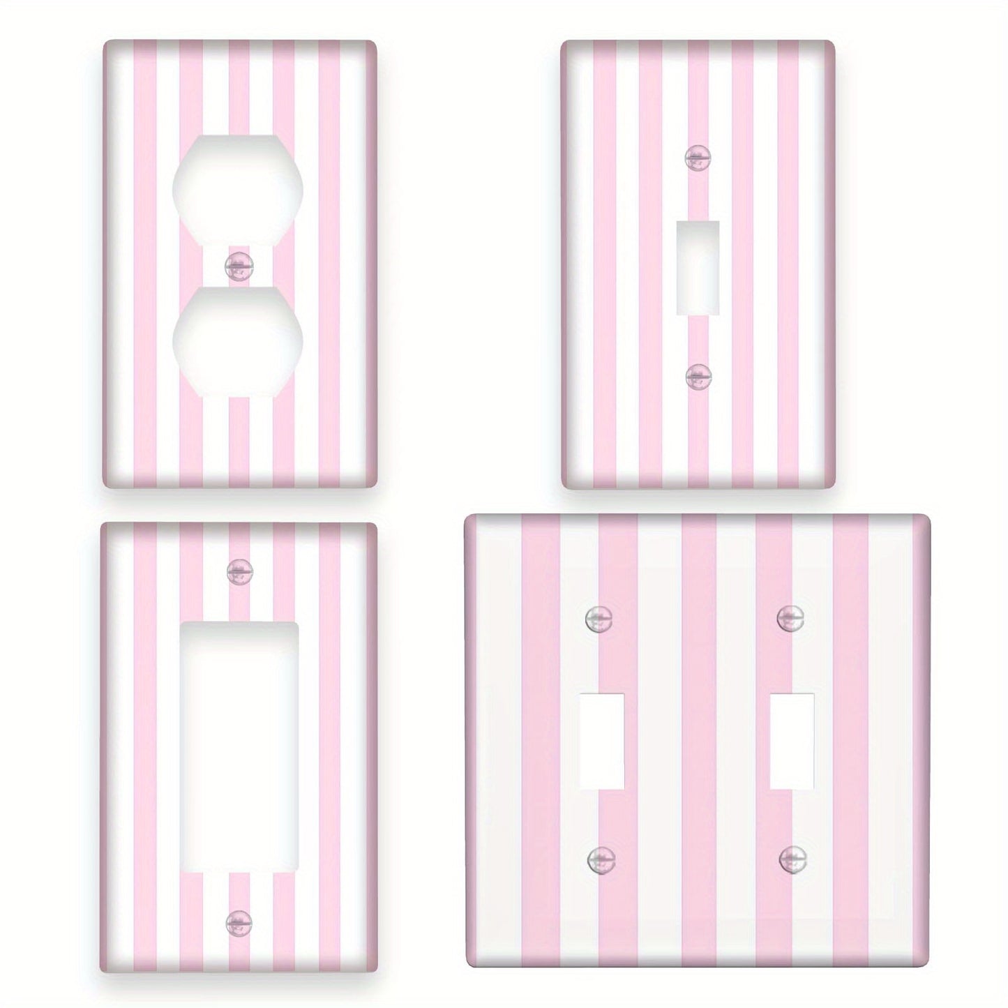 Pink striped light switch cover, stylish and easy to install, no batteries required.