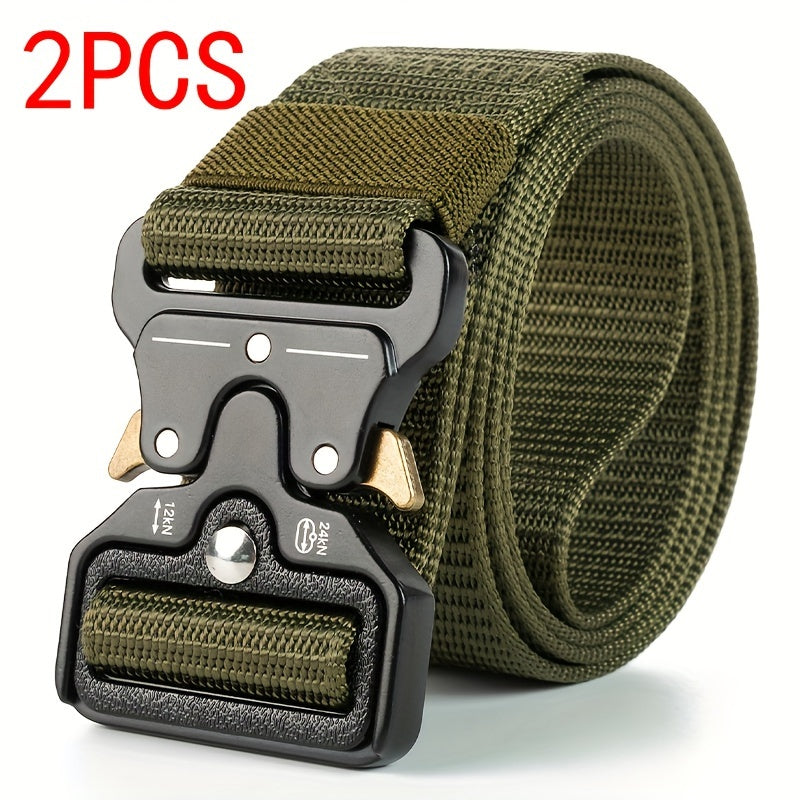 2pcs Tactical Multi-Function Belt for Men - Ideal for Hunting, Outdoors, and Gifting -Strong Plastic Buckle - Great for Valentine's Day