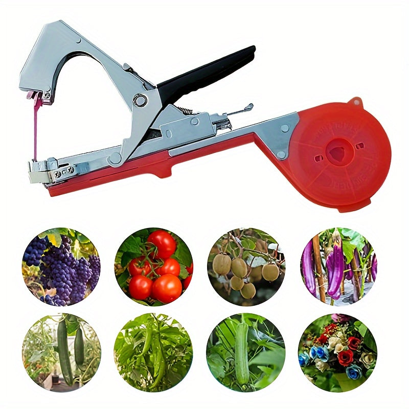 1 Set Plant Tying Machine Tool for Grapes, Raspberries, Tomatoes, and Vine Vegetables with Tapes, Staples, and Replacement Blades.