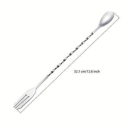 1/2/4pcs stainless steel stirring spoons, perfect for coffee and milk tea shops. A long bar spoon for mixing cocktails and other beverages, essential bar accessories for kitchen supplies.