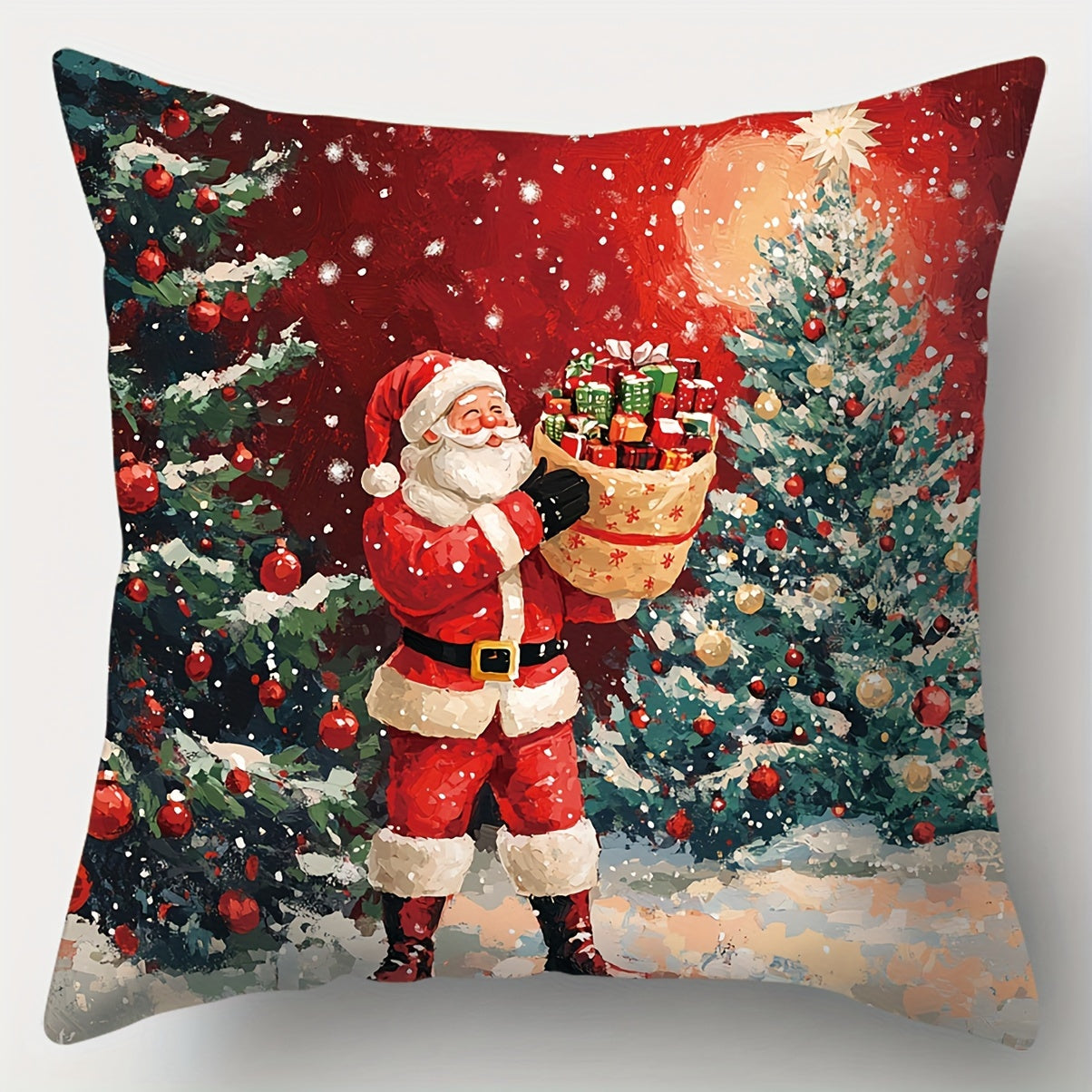 Set of 4 modern Christmas throw pillow covers, woven polyester, hand-washable, zippered, festive holiday prints, sofa and living room décor, 45.01x45.01 cm, insert not included.