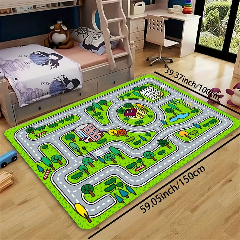 Play in style with this adorable Cute Cartoon Pattern Play Area Sponge Rug! Available in multiple sizes, this washable rug is perfect for your living room, bedroom, playroom, or anywhere in your home. Keep your floors clean and safe with this non-slip