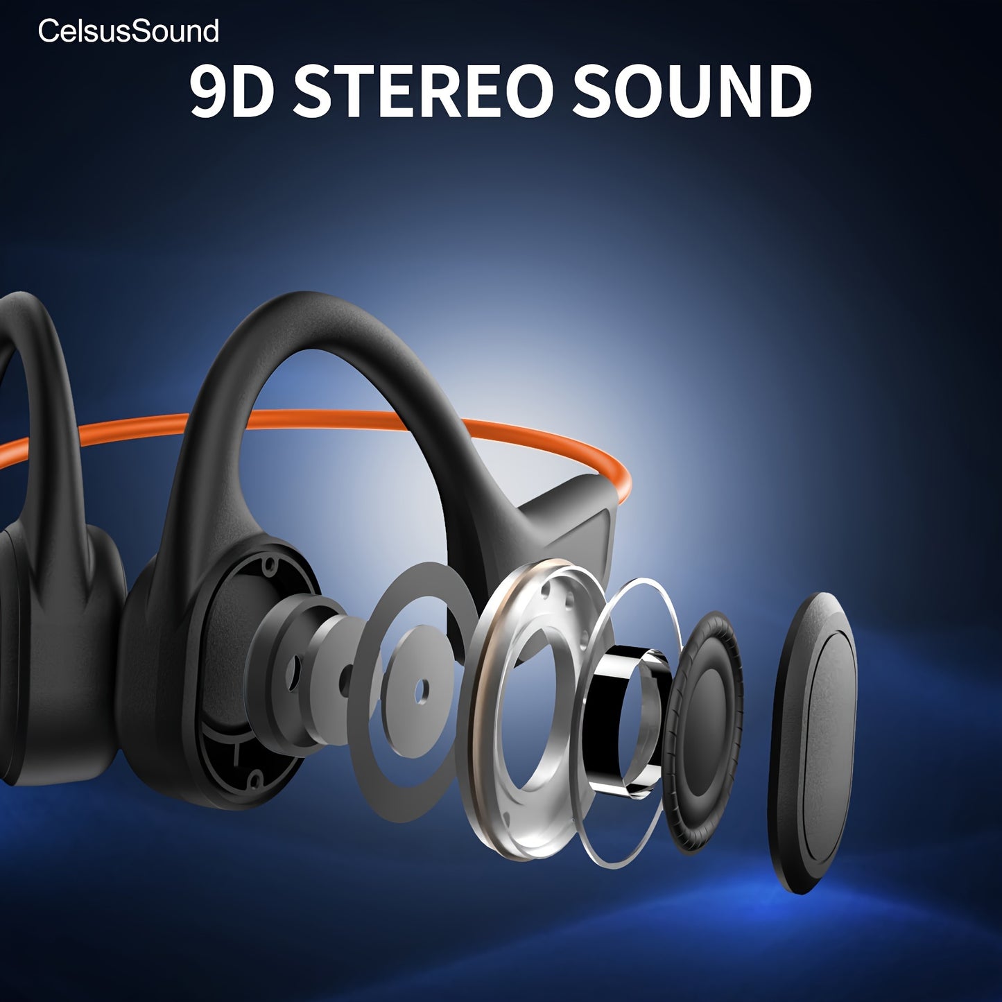 CelsusSound Наушники с костной проводимостью BT 5.3 - Идеально для активного образа жизни с водоотталкивающим, открытым дизайном и беспроводным стереозвуком.