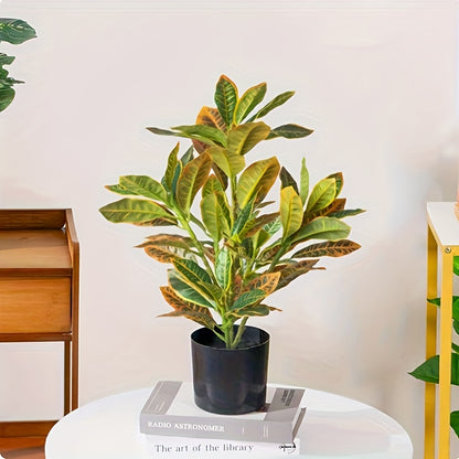 Stylish artificial croton plant with variegated leaves for home decor, perfect for any occasion - pot not included.