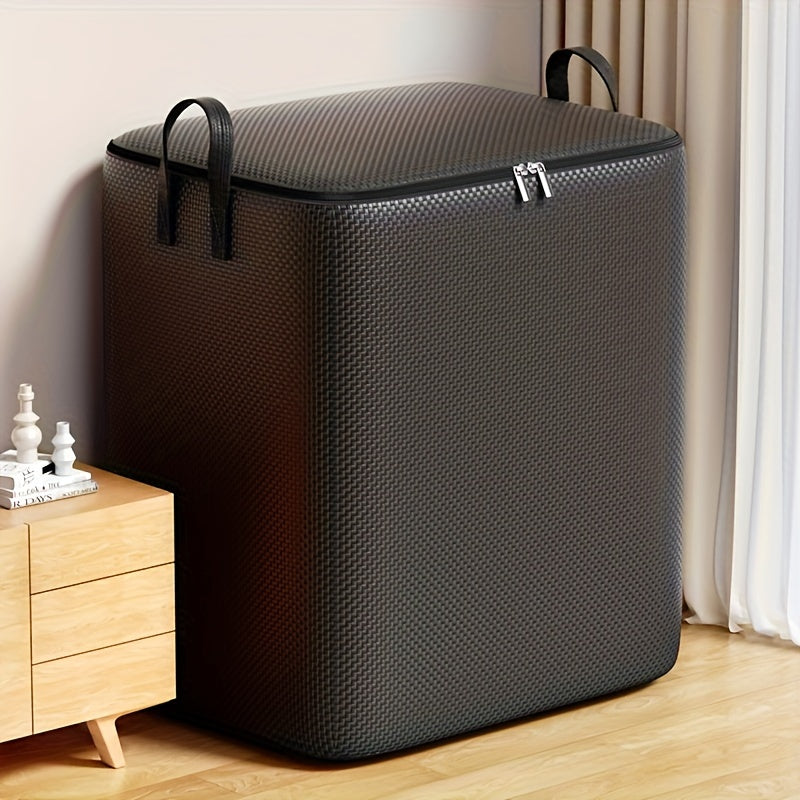 Contemporary Fabric Storage Bag with Large Capacity, Thickened Material, Waterproof Design, Ideal for Storing Clothes and Quilts. Features Convenient Carry Handles for Easy Moving and Under-Bed Storage.