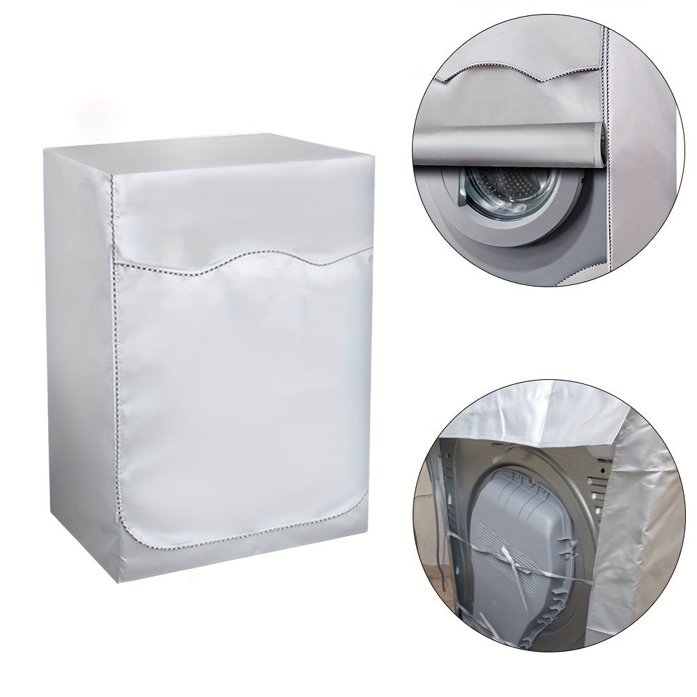 Front load laundry dryer cover protects washing machine from sun, dust, and water.