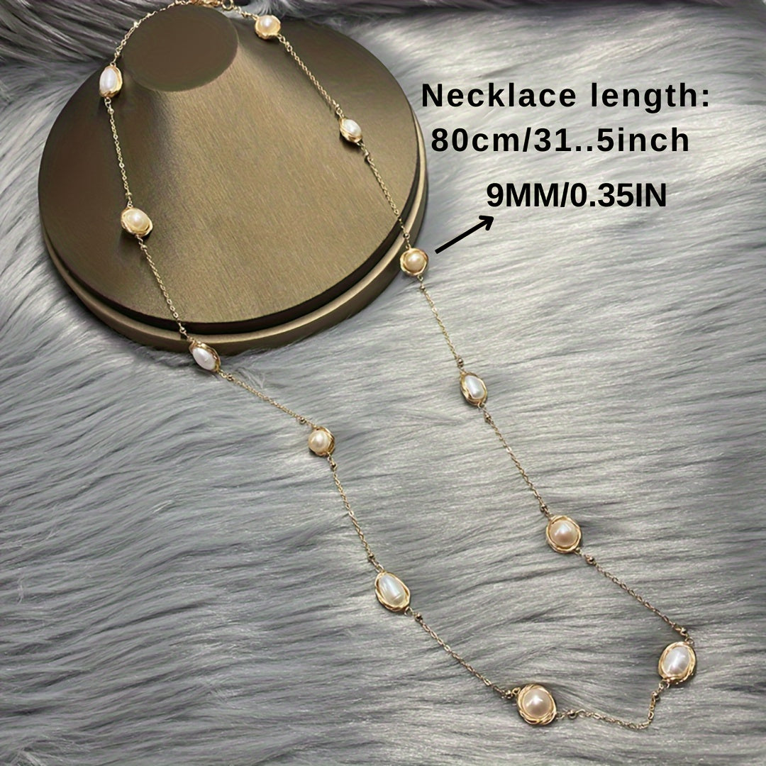 Vintage-inspired Freshwater Pearl Necklace - Elegant addition to any outfit, suitable for both casual wear and special occasions. Comes with a complimentary gift box. Choose from three stunning styles: Sleeping Beauty, Starry Sky, or Knitted Sweater.