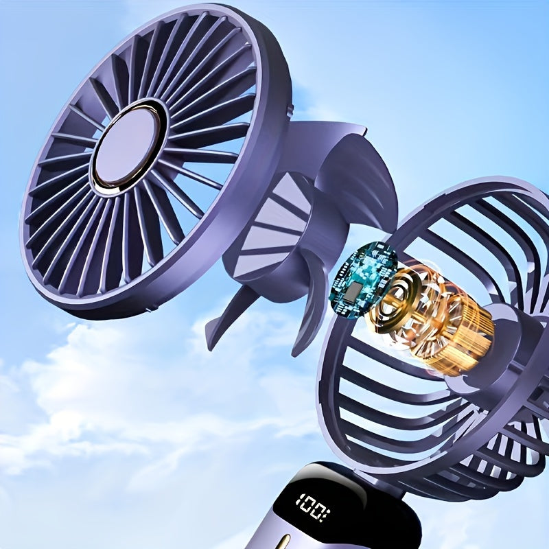 Portable Mini Fan with LED Display, Foldable and Touch-Controlled, 5-Speed Settings - USB Rechargeable for Indoor and Outdoor Use