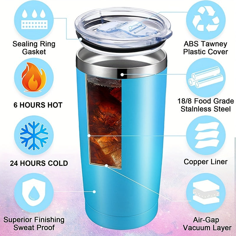 20oz stainless steel travel mug with double wall insulation and secure lid - ideal for holidays like Christmas, Halloween, Easter, Hanukkah, and Thanksgiving.