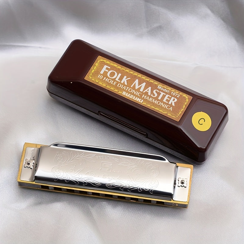 Beginner adult entry-level 10-hole blues harmonica by Japan Suzuki