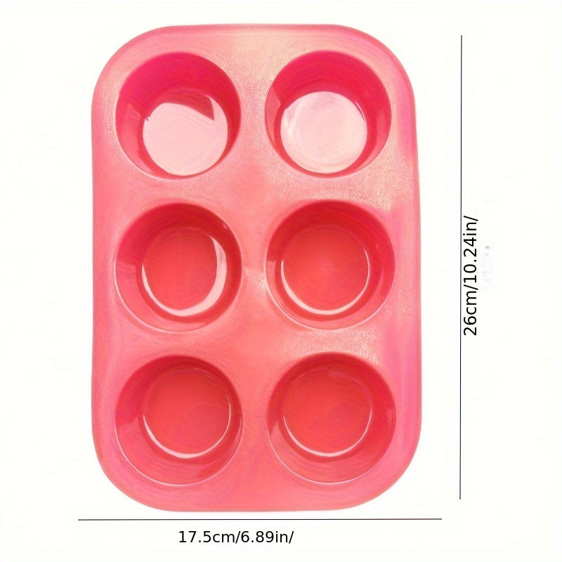 1 piece of Silicone Muffin Pan with Non-Stick 6 Cavity Cupcake Mold for Baking Pudding, Oven accessories, Baking Tools, and Kitchen Gadgets.