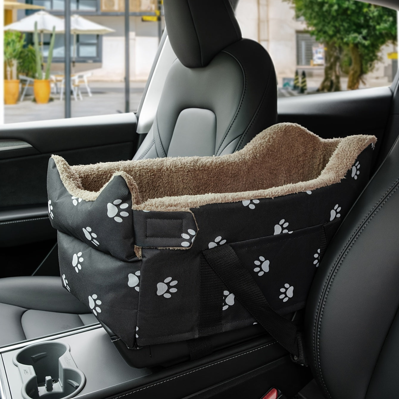 Pet booster car seat for small dogs & cats - portable safety travel bed made of durable polyester.