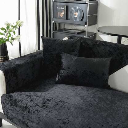 Classic Velvet Sofa Slipcover, Anti-Slip, Pet-Friendly Furniture Protector, Machine Washable, Polyester, Fits Armchair to Sectional Sofas, Living Room Sofa Covers.