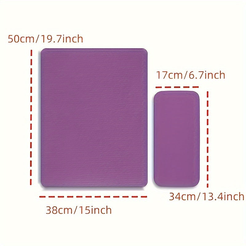 2pcs Sewing Machine Silencer Pads and Foot Pedal Mat in Blue and Purple for reduced vibration and movement, non-slip crafting accessory for art storage and transport.