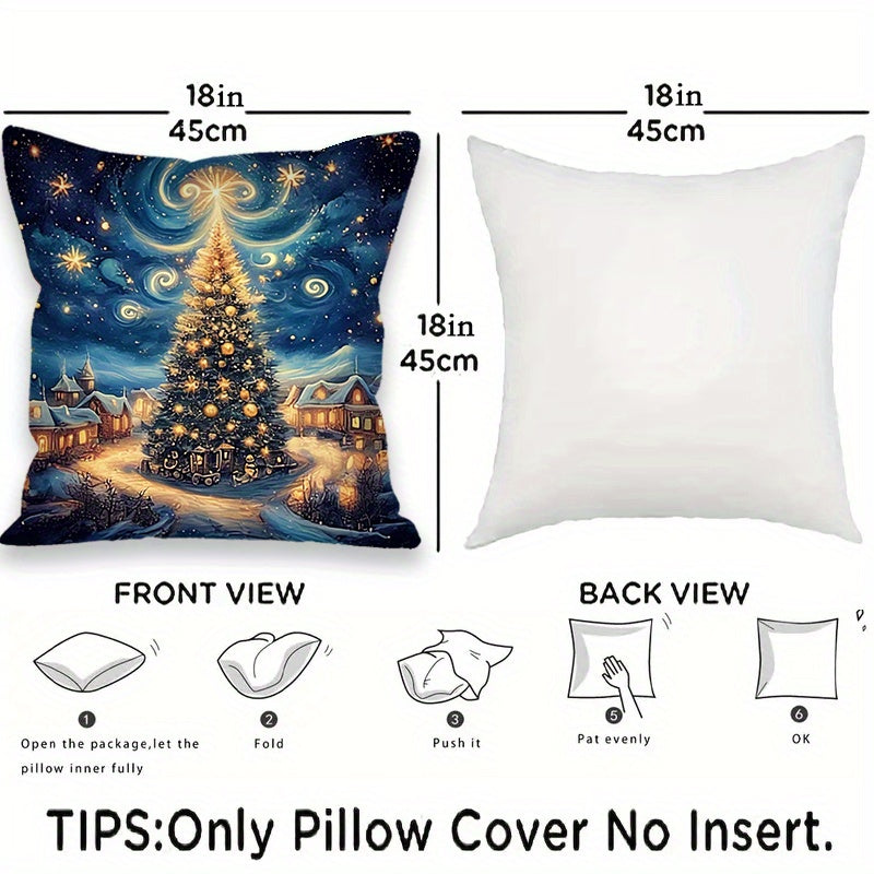 '- Transform your home into a cozy winter wonderland with this 4-piece Merry Christmas Throw Pillow Cover Set 
- Each cover features a soft and comfortable material with a beautiful Night Sky Tree design
- Perfect for adding a festive touch to your living