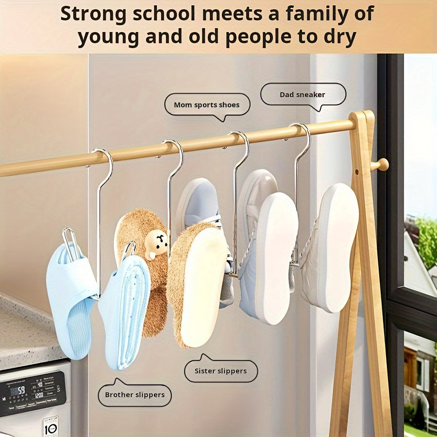 Stainless Steel U-shaped Shoe Drying Rack - Set of 3 or 5 Pieces for Drying Shoes Outdoors. Multifunctional, Windproof, and Simple Design with Hanging Slippers Hook. Perfect for Home Use. Includes Utility Hooks