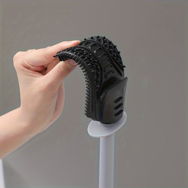 New durable ABS+PP+TPR brush head with extended handle, wall-mounted installation, includes toilet brush holder and base.