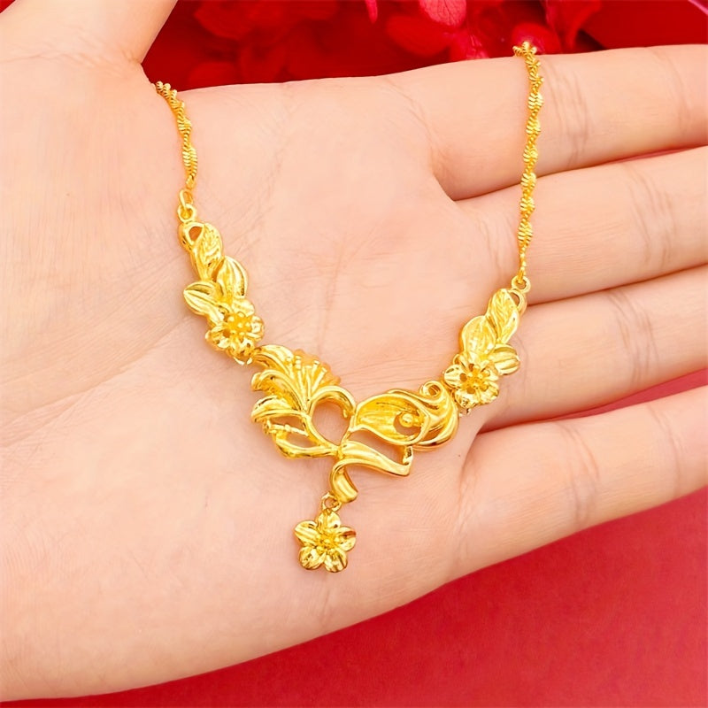 Luxurious and elegant 24K gold plated necklace set for women - A perfect gift for weddings, graduation, or any occasion. Versatile and ideal for teachers or any special event.