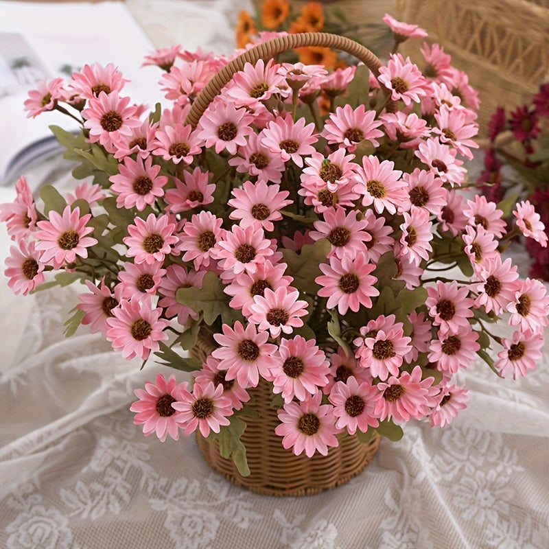 Vibrant Autumn Daisy Artificial Flower for weddings, birthdays, and home decor. Versatile plastic bouquet for living room, bedroom, and garden sill.