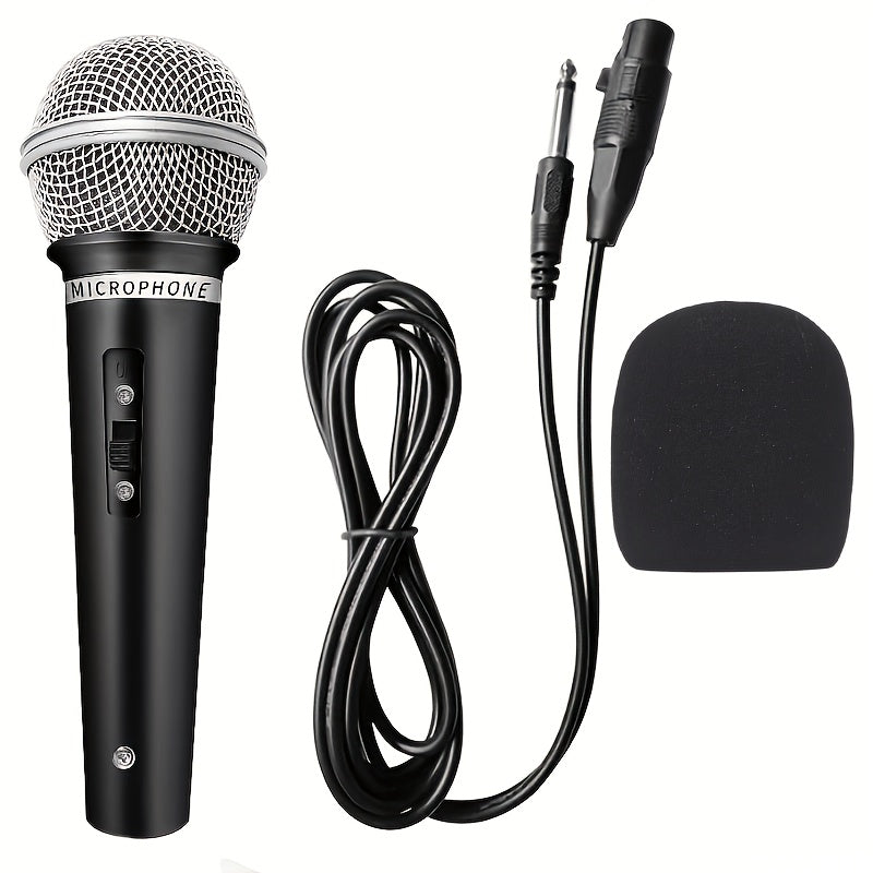 Multi-use dynamic microphone with 6.5mm jack by Rzosom, ideal for karaoke, speeches, live streaming, and more.