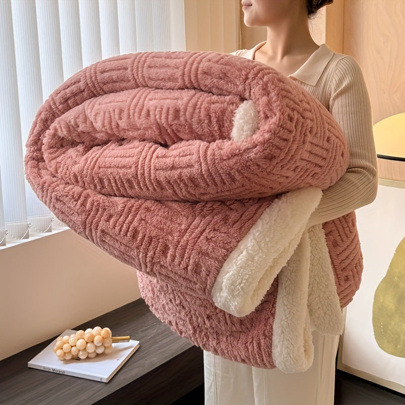 Luxurious Rabbit Velvet Pull Rod Single Layer Blanket Cover for Office or Sofa. Can be used as an Air Conditioner Blanket, Quilt, Nap Blanket, or Sofa Blanket in Winter. Suitable for all seasons.