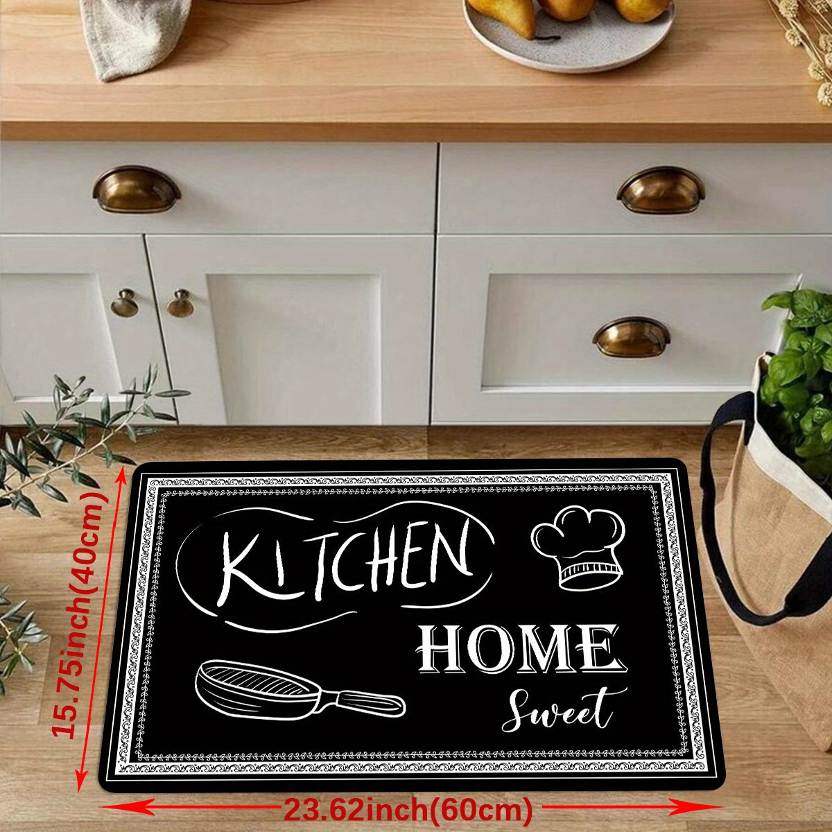 Super Absorbent Oil-Proof Kitchen Rug Set - 1 Piece, Anti-Fatigue, Waterproof, Non-Slip - Perfect for Runner, Bedside, Laundry, Farmhouse, Hallway, Home Office - Washable Carpet for Comfort and Style in the Kitchen