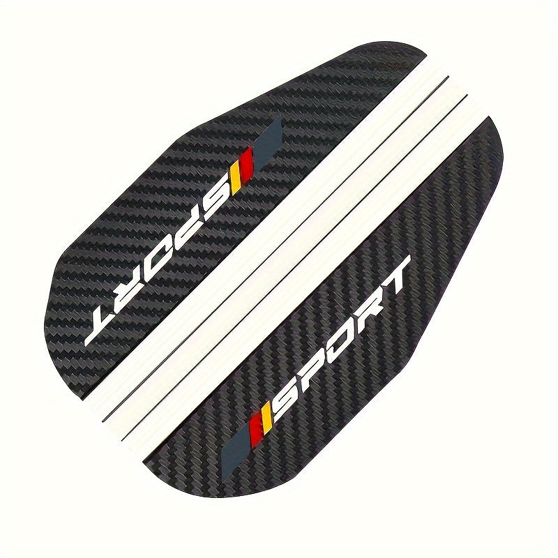 2 Carbon Fiber Car Side Mirror Rain Guards in Black & Red with German Flag Design, Universal Fit