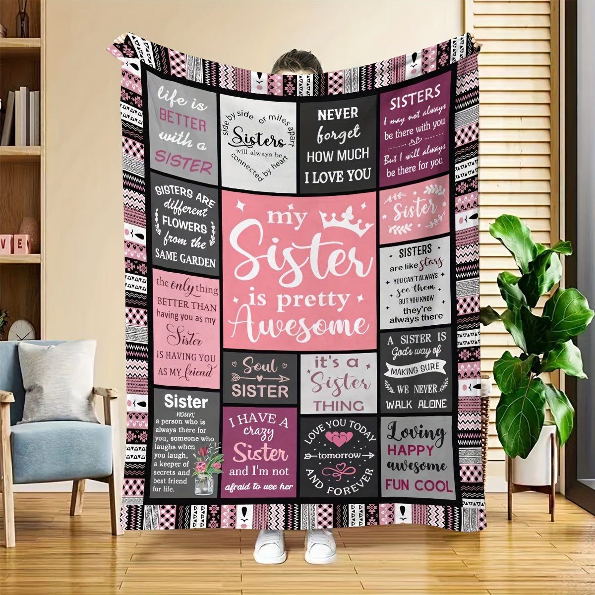 Gifts for Sisters: Sister Birthday Gifts, Best Friend Birthday Gifts for Women; Blanket for Little Sister - Perfect for Christmas and Thanksgiving; Big Sister Gifts for Bed, Couch, or Chair