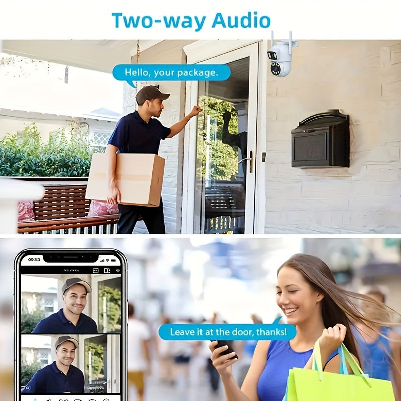 Cutting-edge Design, Advanced Dual-Camera Security System - Connects to WiFi, Features Two-Way Audio, Compatible with Smartphones & Tablets, No Batteries Required - Ideal for Monitoring Home, Office, School, or Shop (SD Card Sold Separately)