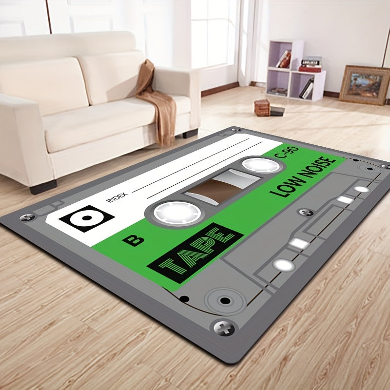 Retro Cassette Tape Inspired Door Mat - Vibrant, Anti-Slip & Stain-Resistant Kitchen Rug for Home Styling, Entryway, and Doorway