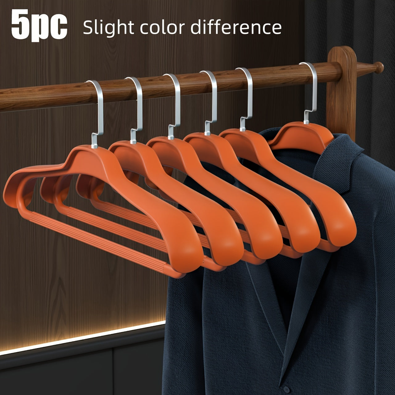 5 WongGirlWear non-slip coat hangers designed for men's suits and coats, made of durable grey PP material. Ideal for home and wardrobe use.