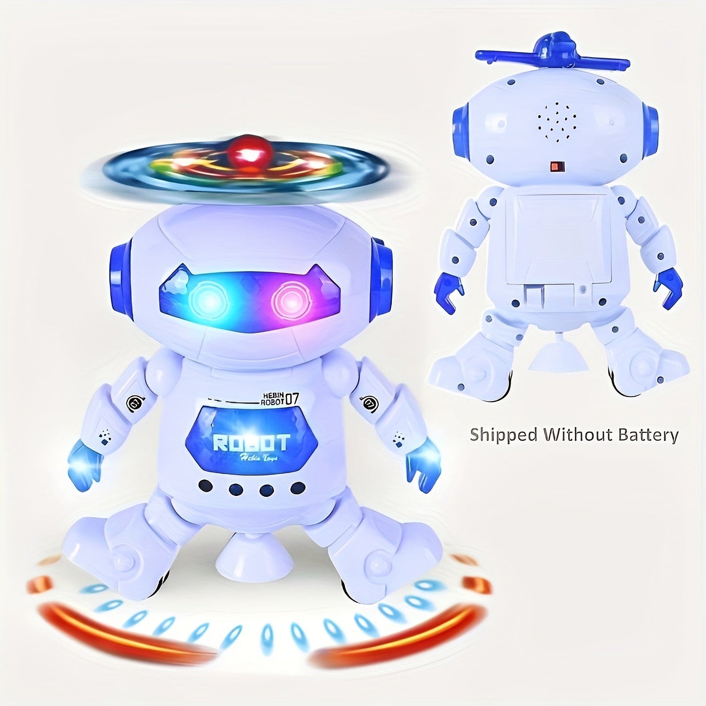 Dancing Robot Toy for Kids, 1 Piece, Features LED Lights and Music, 360-Degree Rotating Action, Perfect Gift for Boys and Girls, Made of Durable Plastic