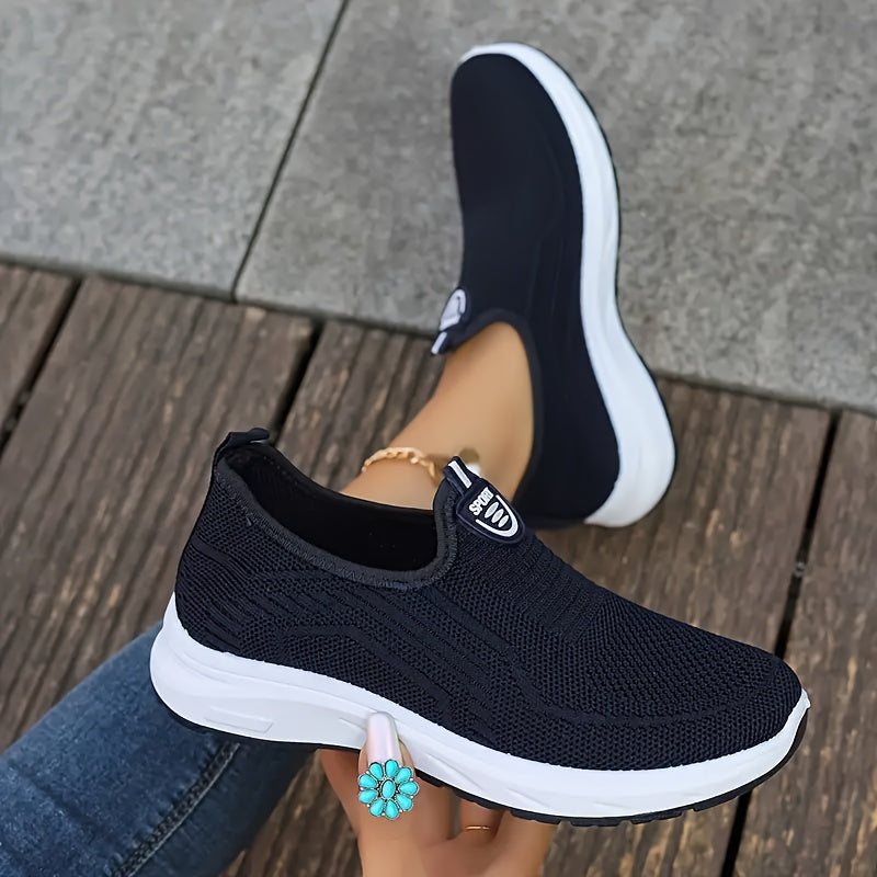 Women's Mesh Slip-On Fashion Sneakers with Round Toe, PVC Sole