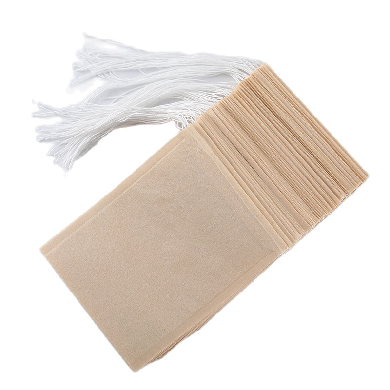 Pack of 100 Natural Biodegradable Drawstring Filter Paper Bags for Coffee, Tea, and Food - Convenient and Eco-Friendly - Disposable Tea Brewer and Empty Tea Bag infused with Pine Leaf Powder and Herbs - Ideal for Brewing and Serving