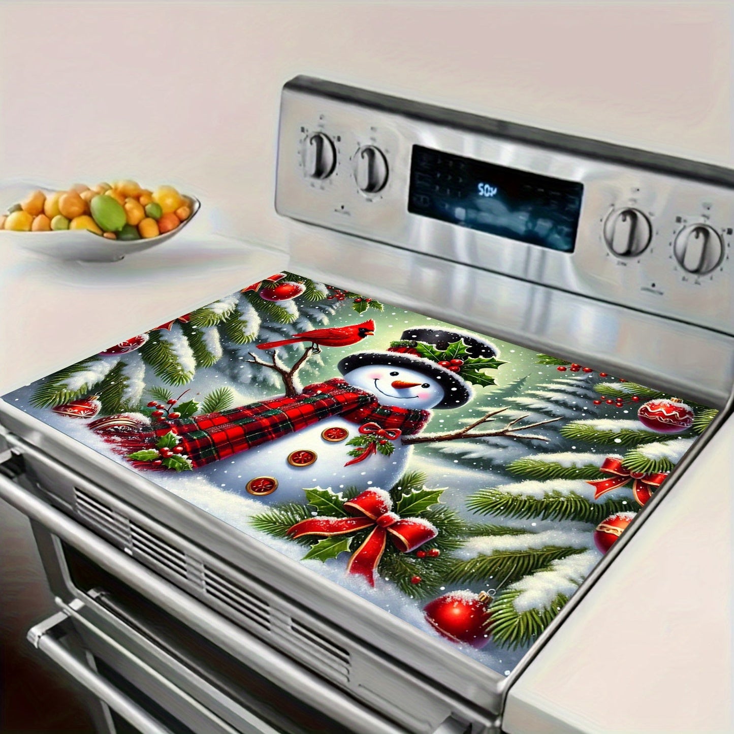 Protect your electric stove, cooktop, washer, dryer, or ironing mat with this festive Christmas snowman anti-slip stove top protector. This waterproof, scratch-preventing, and heat-resistant cover is easy to clean and requires no electricity.