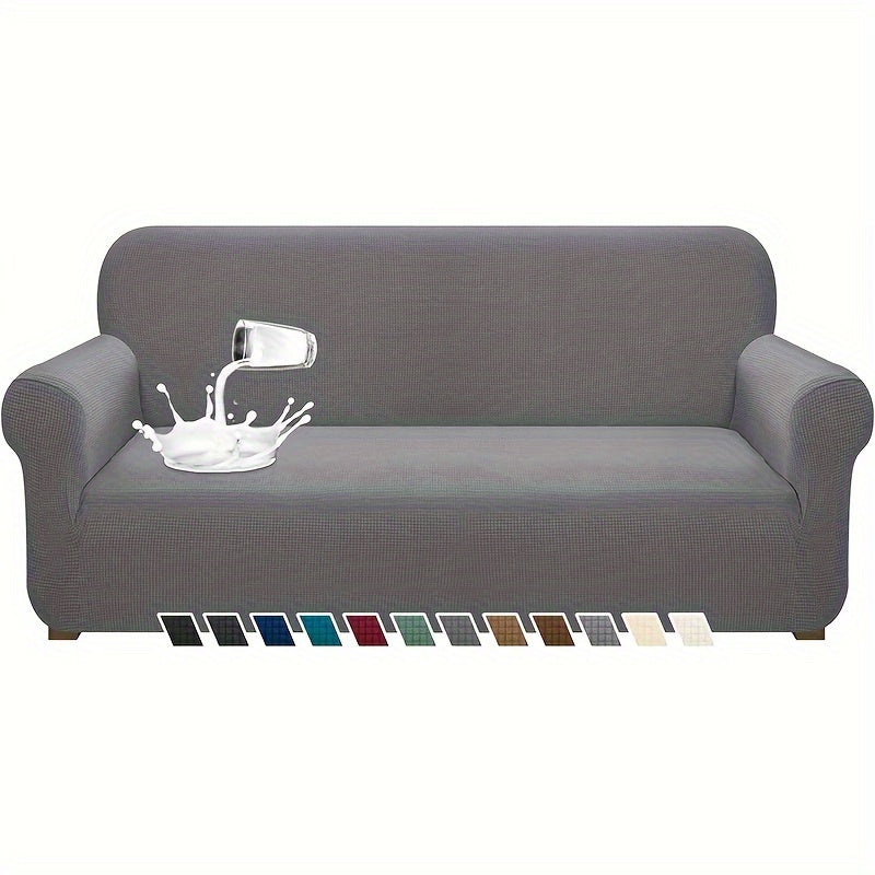 Modern waterproof sofa cover, pet-friendly and machine washable. Fits armchair to sectional sofas, suitable for home and office decor. Made of 95% polyester and 5% spandex.