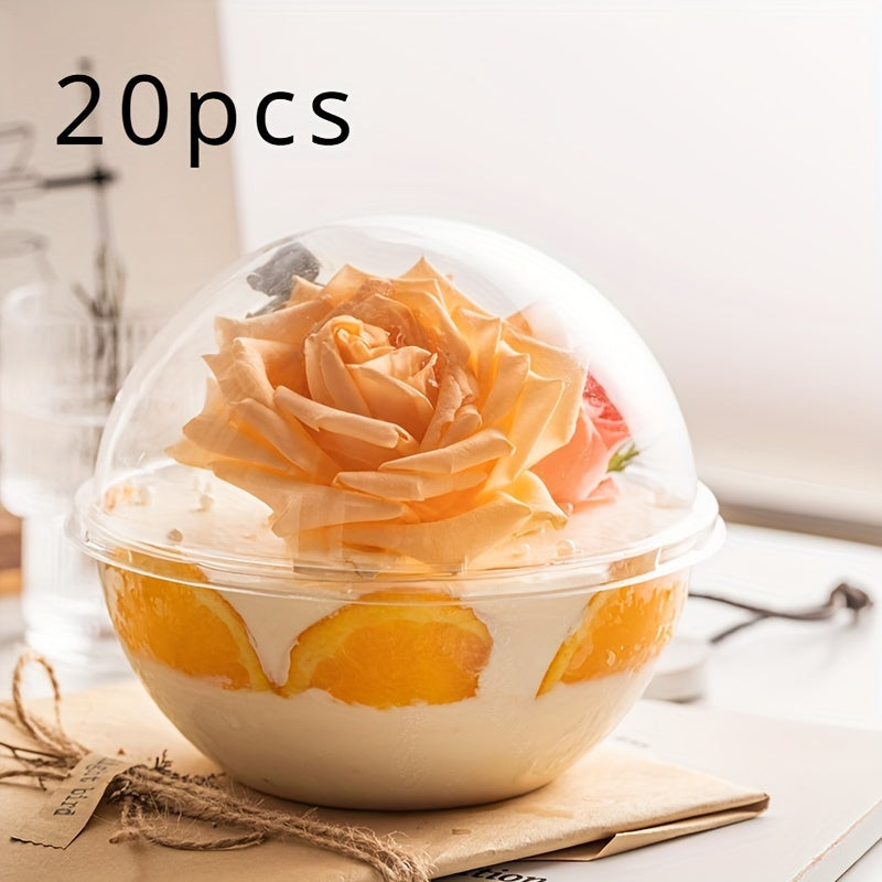 10 pieces of clear round ball shaped mousse cake containers, ideal for picnics, camping, birthdays, Christmas parties, and any other occasion - All containers are food safe.