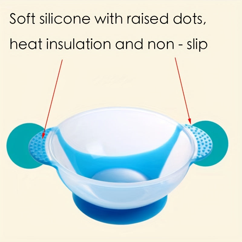 Силиконная миска для кормления младенцев с ложкой: безопасна для пищи, с температурным датчиком, нескользящая