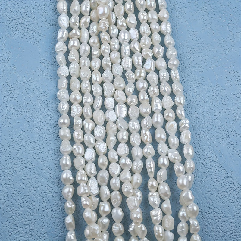 White Straight Hole Freshwater Pearl Loose Beads for DIY Jewelry Making, 1 Strand 36cm/14.17inch