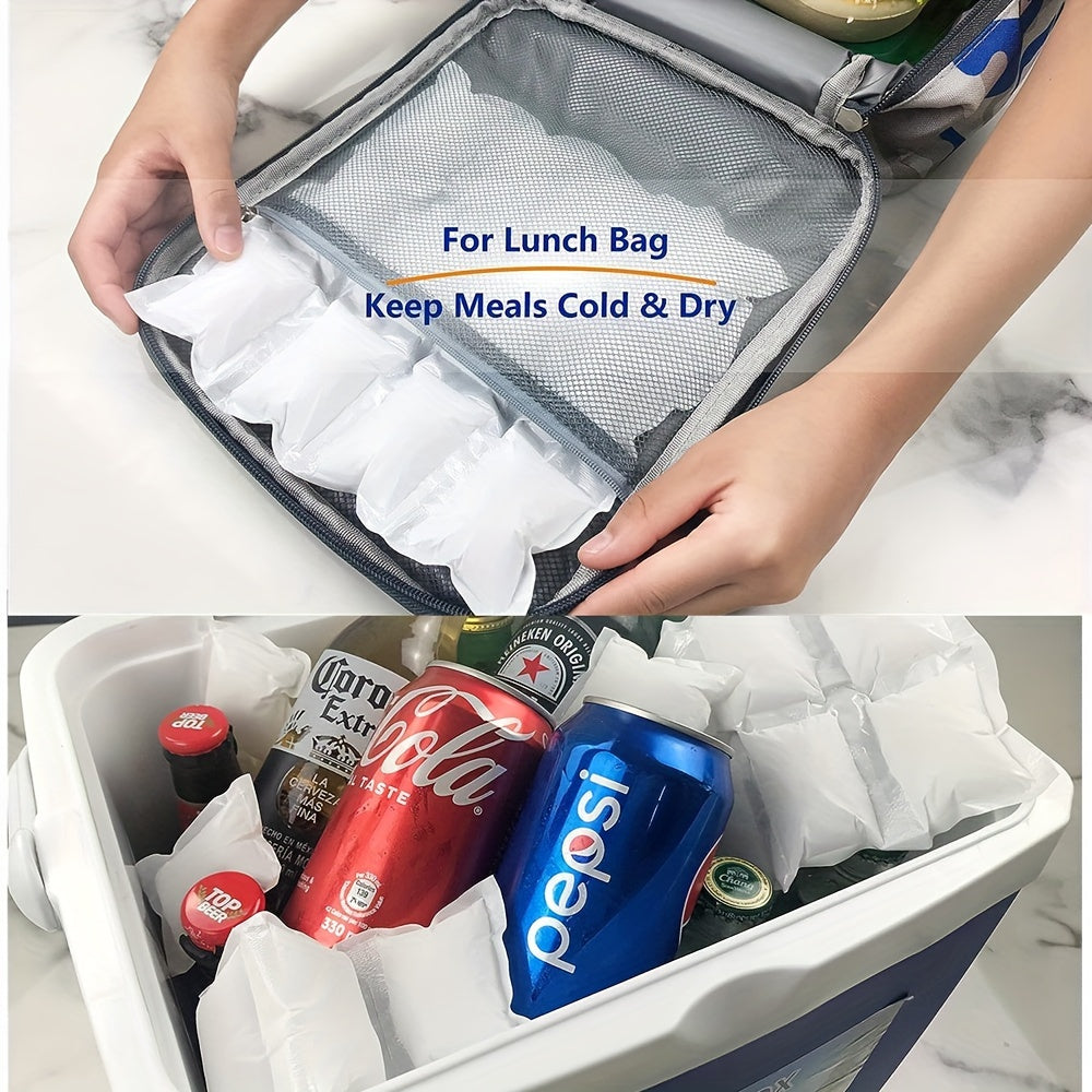 10 sheets of dry ice packs for shipping frozen food. These reusable ice gel pack sheets are flexible and long lasting, perfect for keeping food cold in coolers, lunch bags, or drinks.