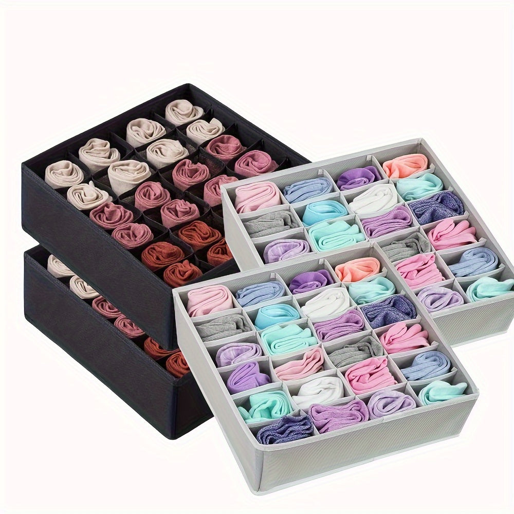 Drawer Organizer with 24 Grids Divider, Collapsible Closet Organizer for Organizing Socks, Underwear, and Ties in Cabinet