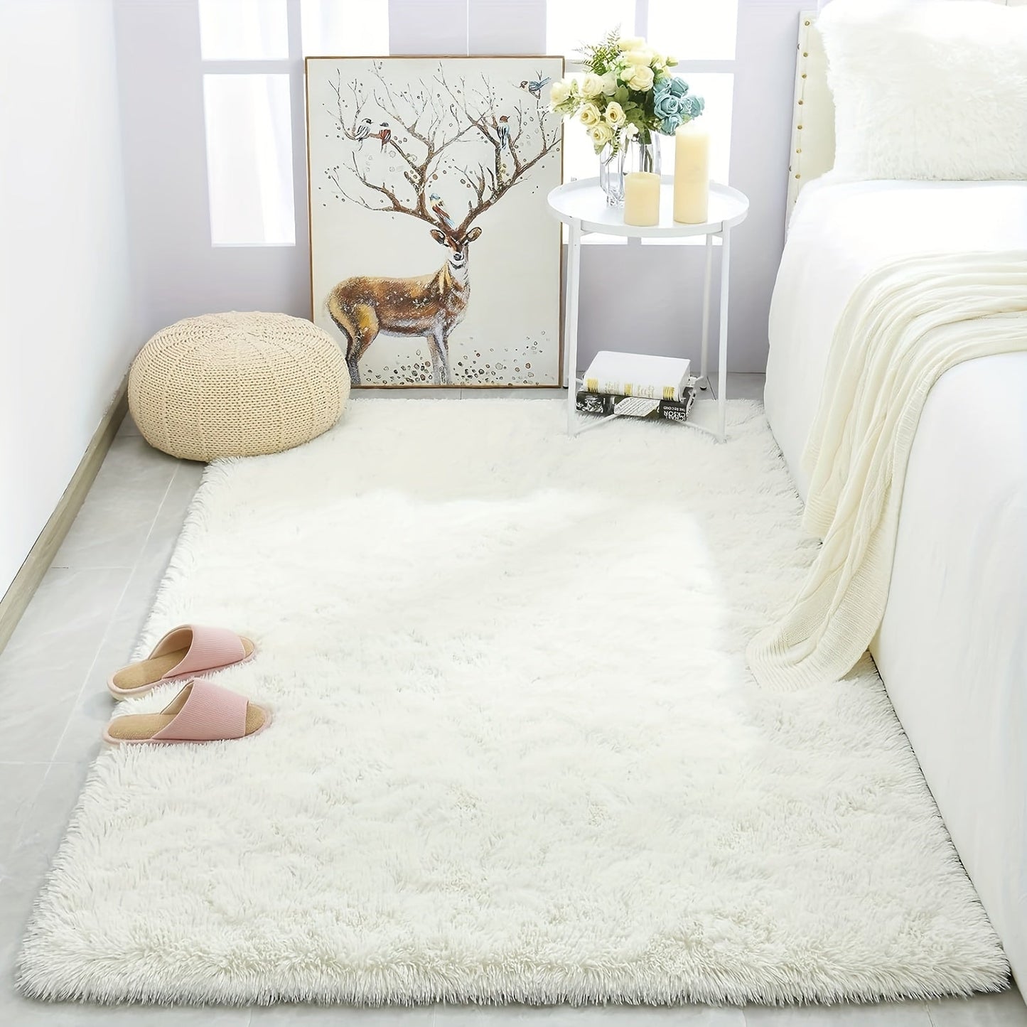 Luxurious Thick Shag Area Rug, Contemporary Rectangle Plush Fuzzy Carpet, Easily Washable, Non-Shedding Non-Slip Soft Furry Rug for Living Room Bedroom, Home Décor, and Room Enhancement.