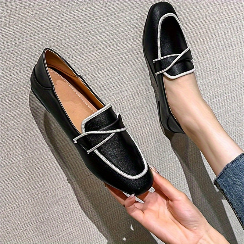 Women's Comfortable Closed Toe Flat Slip-On Shoes in Solid Color".