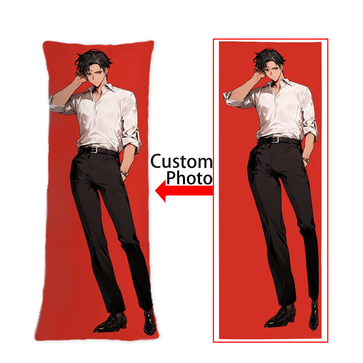 Personalized Anime Body Pillow Cover, Create Your Own Design, Custom Photo Long Rectangular Plush Throw Pillow Case, Made with Soft Short Plush Material, Single-Sided Printing, Pillow Insert Not Included, Measures 50.8x137.16 cm, Perfect Gift for Loved