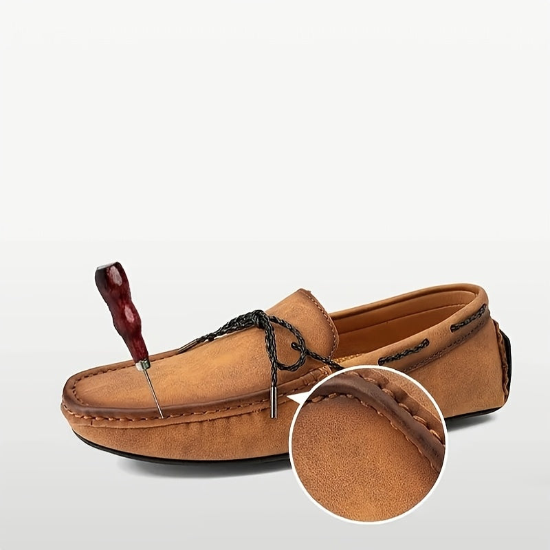 Men's bowknot moccasin loafers, comfy non-slip slip-on driving shoes for spring and summer.