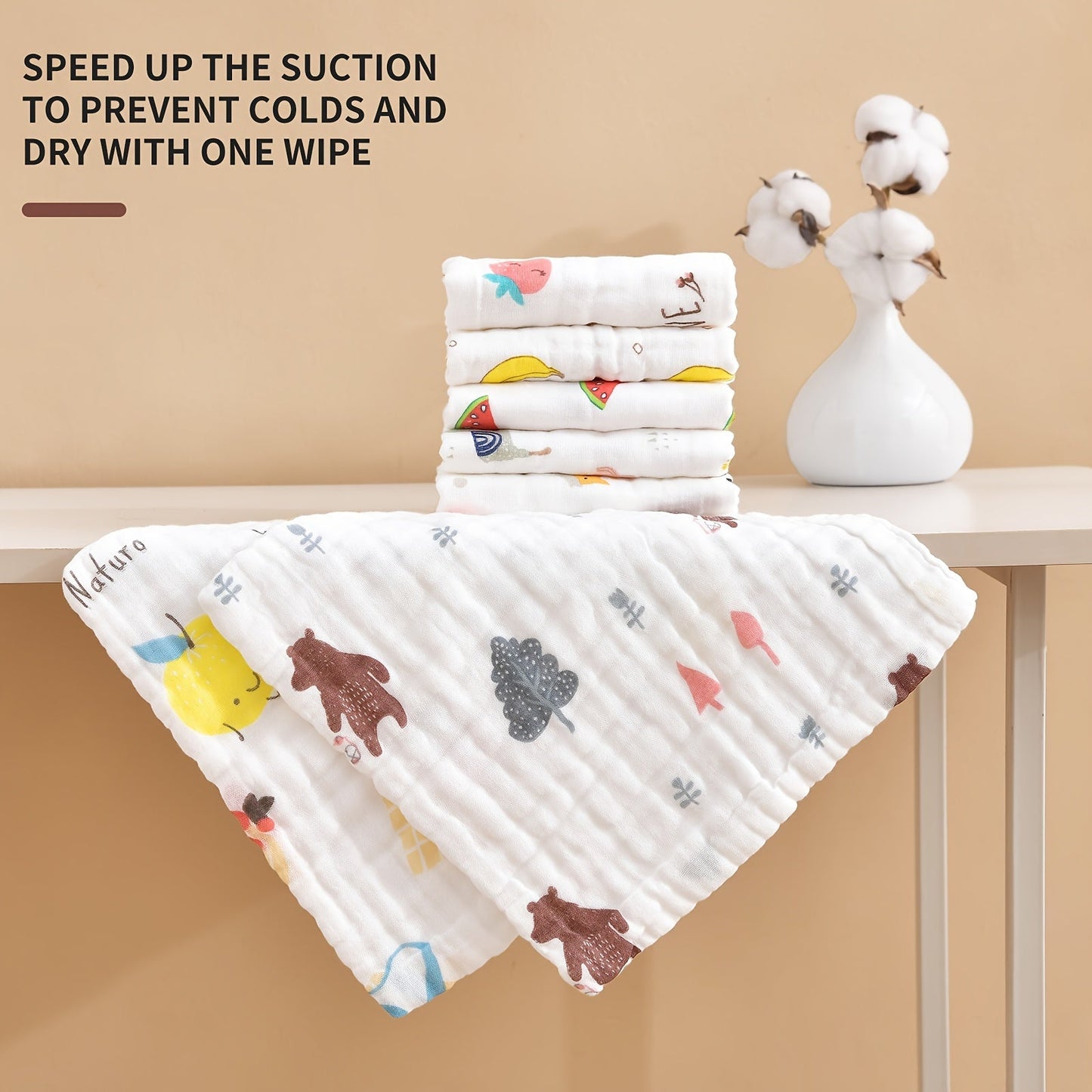 Set of 4 Cotton Soft Baby Towels, each measuring 23.01x23.01cm: Perfect for Bathing, Feeding, Wiping, and Burping - Ideal for Babies aged 0-3 Years