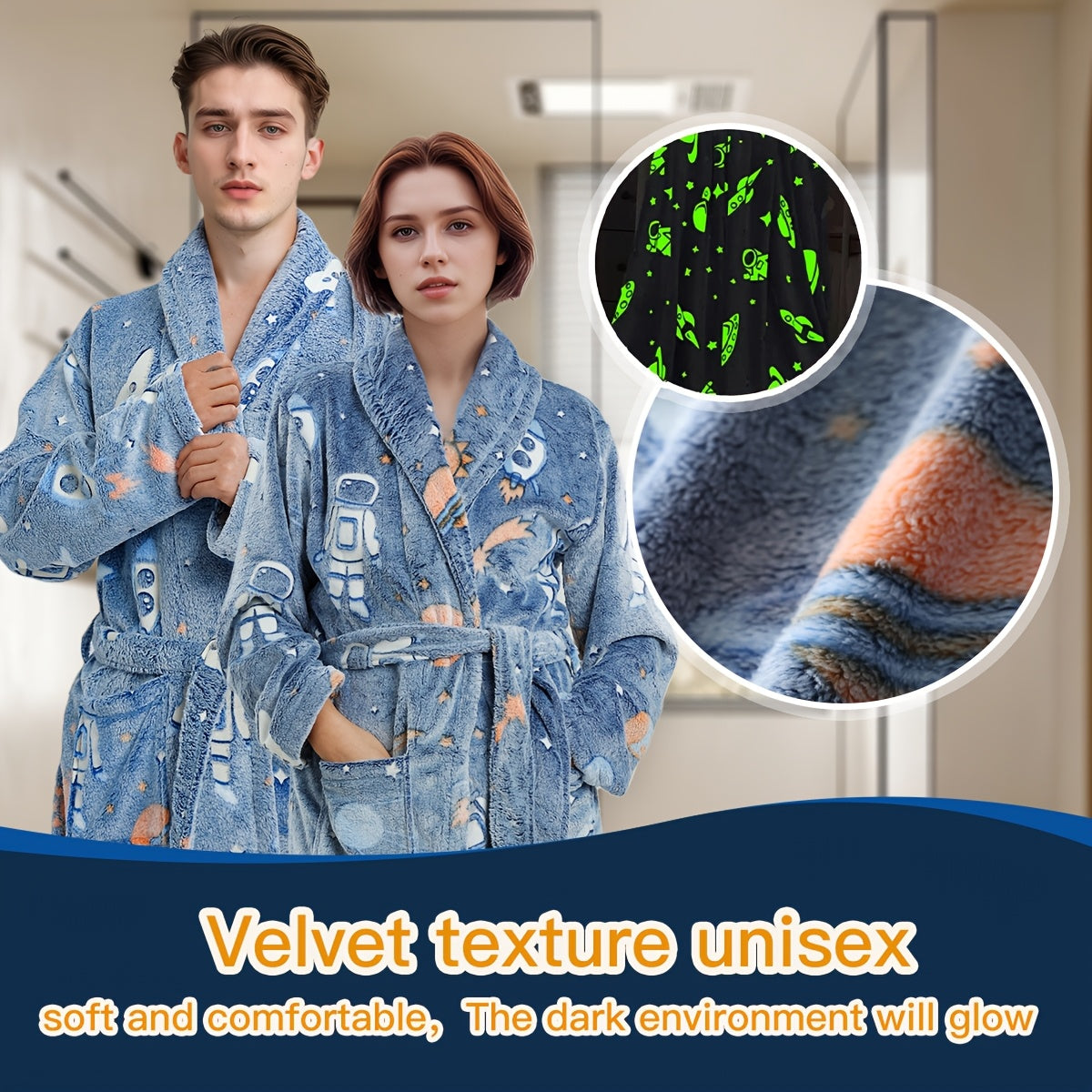 Soft cartoon print bathrobe - cozy, machine washable for shower & sleep.