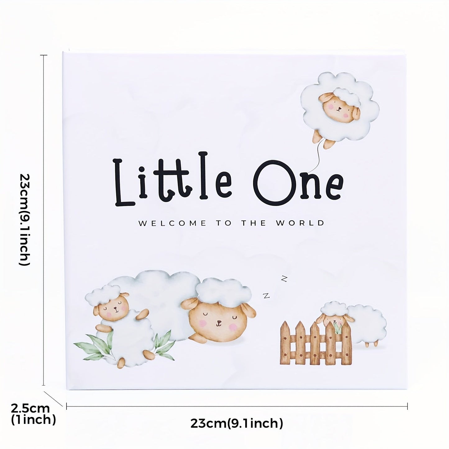 Year One Commemorative Book for Youngsters feat. Little Sheep Model, Inner Pages with Double-Sided Tape & Hidden Coil Hardcover, Copper Plate Black Golden Cover, includes 12 Months Milestone Stickers & Special Paper. Perfect for New Mom & Boy and Girl